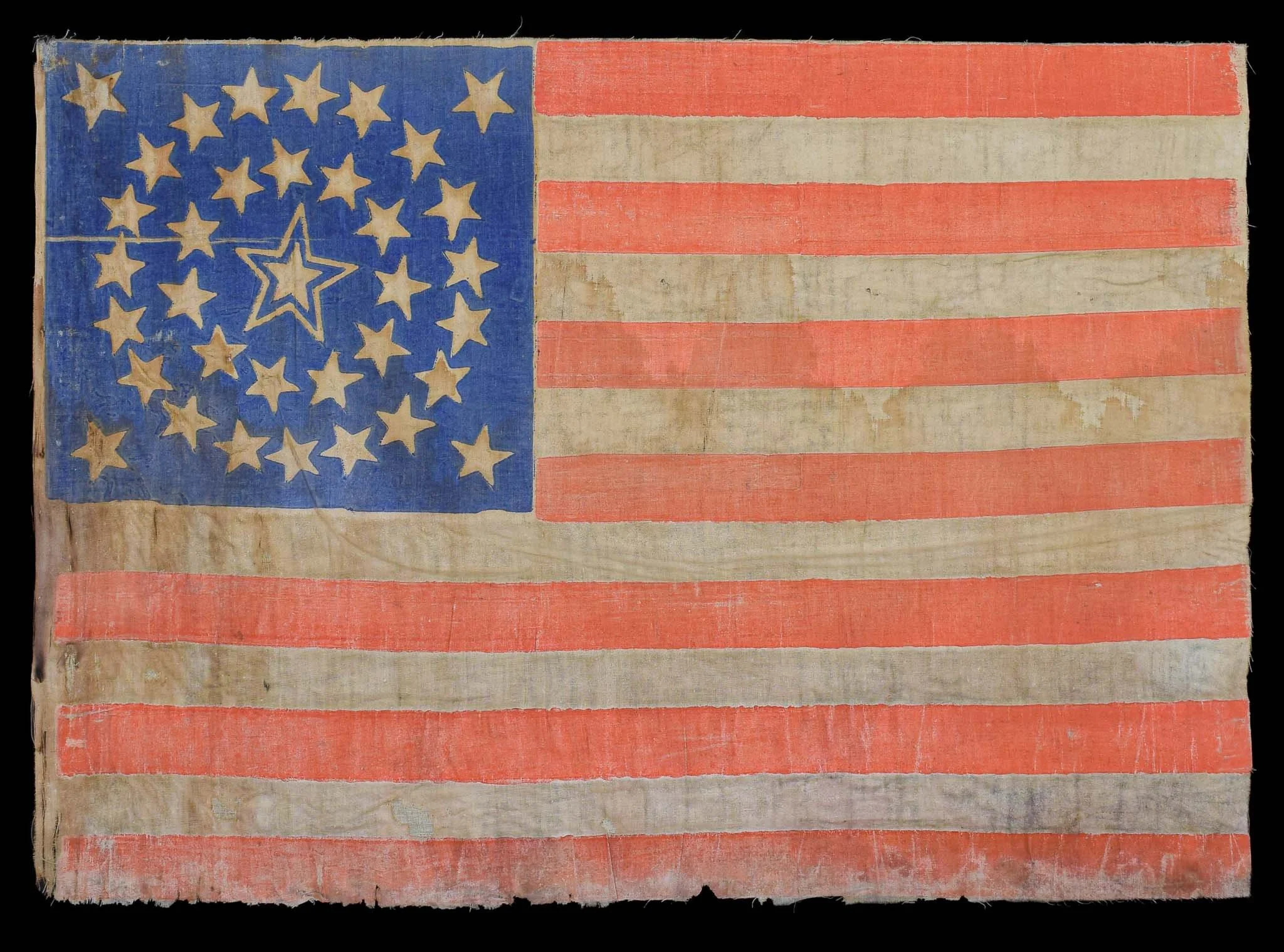 Exceptional and Extremely Rare 35 Star Antique Flag with a Haloed